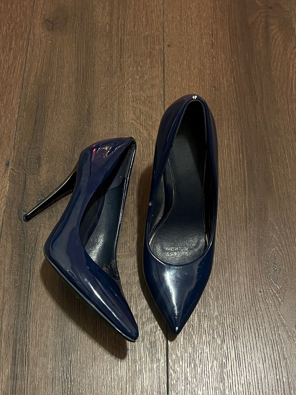 Patent Pointed-Toe High Heel Pumps in Navy